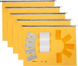 BIELLA Vetro-Mobil Hängemappen Set für A4 farbig, komplett mit Metall-Reiter, Klarsichthülsen und Beschriftungsetiketten weiss