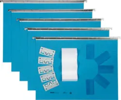 BIELLA Vetro-Mobil Hängemappen Set für A4 farbig, komplett mit Metall-Reiter, Klarsichthülsen und Beschriftungsetiketten weiss