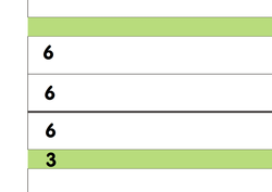 6VRR, 6mm liniert, Schreiblinie verstärkt, Zwischenräume grün