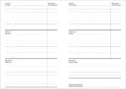 Agenda undatiert, freie Wochen- und Datumsfelder, A5, geheftet