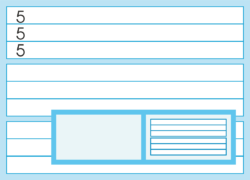 55530VRR, 5mm blau liniert, Schreiblinie verstärkt, linke Seite- blanco, Zwischenräume und Rand blau