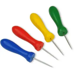 Prickelnadeln (Stüpferli) mit einem farbigen Holzgriff