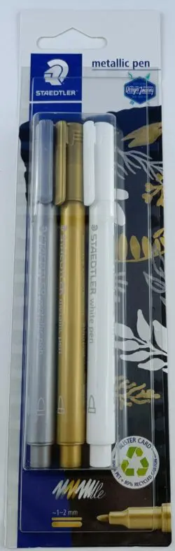STAEDTLER Metallic Marker 3 Farben Gold/Silber/Weiss mit Rundspitze