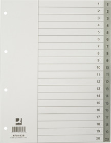 Q-CONNECT Kunststoffregister für A4 Vollformat hellgrau