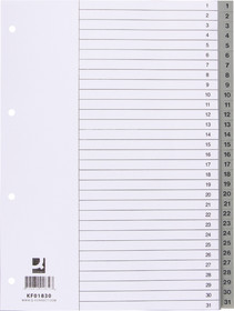 Q-CONNECT Kunststoffregister für A4 Vollformat hellgrau