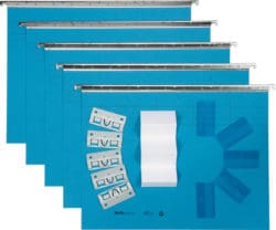 BIELLA Vetro-Mobil Hängemappen Set für A4 farbig, komplett mit Metall-Reiter, Klarsichthülsen und Beschriftungsetiketten weiss