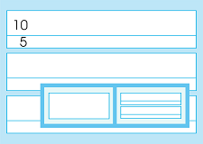 1050VRR, 10/5mm blau liniert, Schreiblinie verstärkt, linke Seite- blanco, Zwischenräume und Rand blau