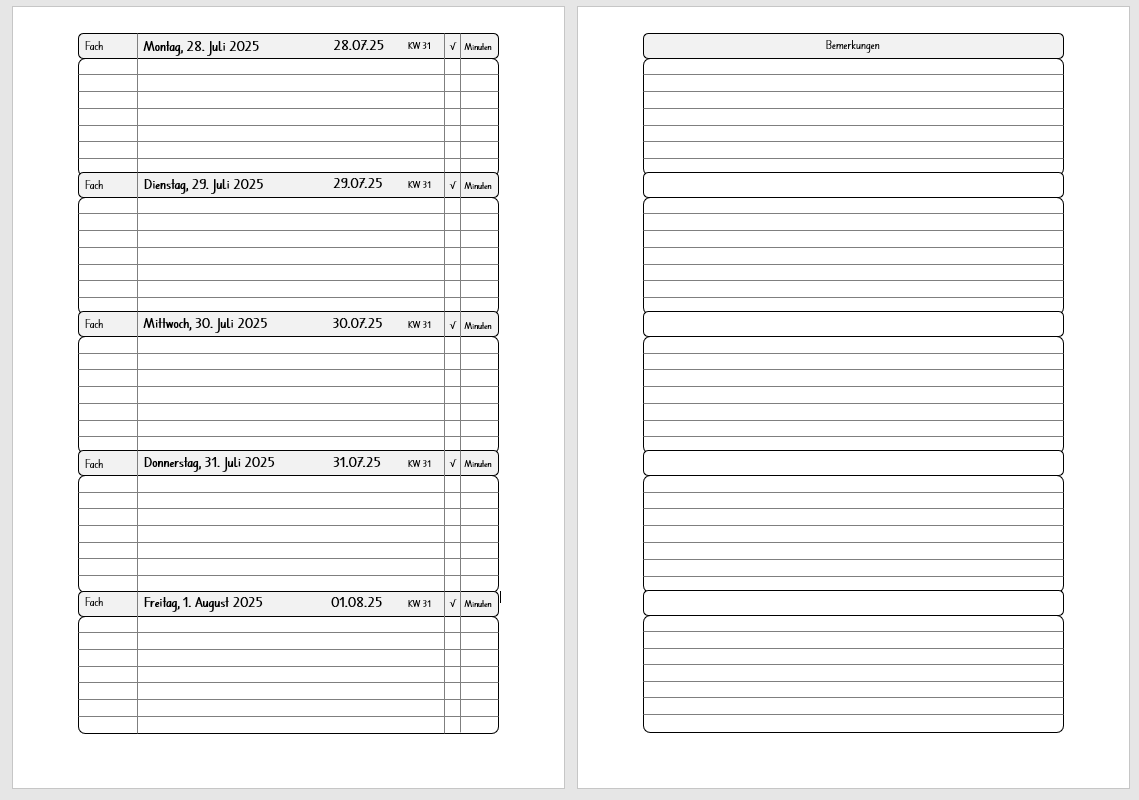 Agenda mit vorgedruckten Daten 2025/26, A5, geheftet – Bild 3