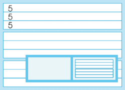 55530VRR, 5mm blau liniert, Schreiblinie verstärkt, linke Seite- blanco, Zwischenräume und Rand blau