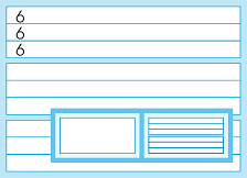 66630VRR, 6mm blau liniert, Schreiblinie verstärkt, linke Seite- blanco, Zwischenräume und Rand blau