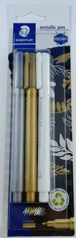 STAEDTLER Metallic Marker 3 Farben Gold/Silber/Weiss mit Rundspitze