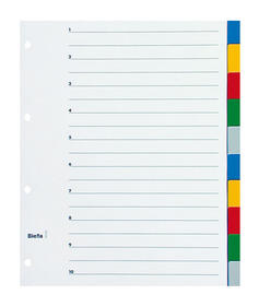 BIELLA Kunststoffregister A4+ Vollformat überbreit für Zeigetaschen