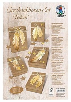 Geschenkboxen Set Federn creme/gold