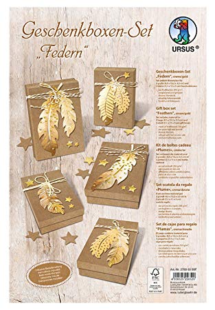 Geschenkboxen Set Federn creme/gold