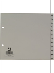 Q- CONNECT Kunststoffregister für A4 hellgrau teildeckend