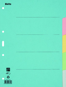 Biella Register, Kartonregister Vollformat für A4 farbig, mit Indexdruck