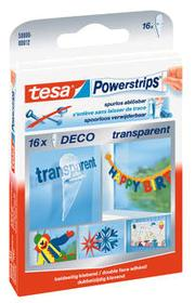TESA® Powerstrips Deco, transparenter Klebestreifen, beidseitig klebend, spurlos ablösbar, UV- beständig
